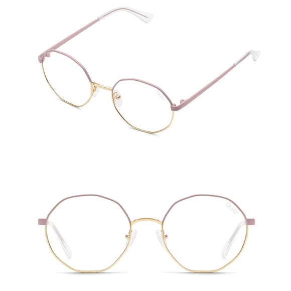 QUAY Eclectic Blue Light Glasses Pink Gold Frames - Picture 8 of 9